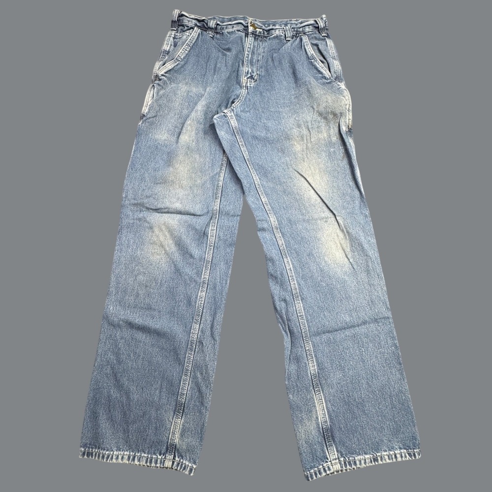 Carhartt Dungaree Fit Jeans Mens 33x32 Blue Carpenter Workwear Denim 382-83